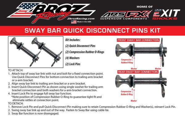 Sway Bar Quick Disconnect Pull Pins for RZR XP 1000 / RZR XP 4 1000 Anti Sway Bar Kit