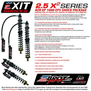 EXIT 2.5 X2 Series Shocks for Polaris RZR XP 1000 / RZR XP Turbo • Double E Racing